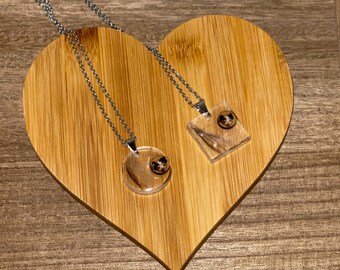 Pet memorial resin Necklace with engraved wood picture charm option for earrings