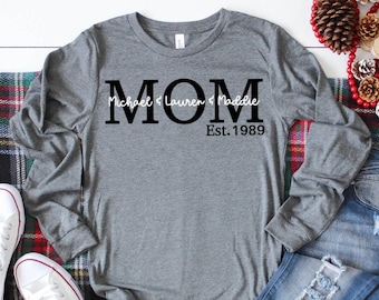 Mom Shirt, Custom Mom Tee With Kids Names, Personalized Mom Shirt, Mother's Day Shirt, Kids Names Shirt, Mom Est. Shirt With Kids Names