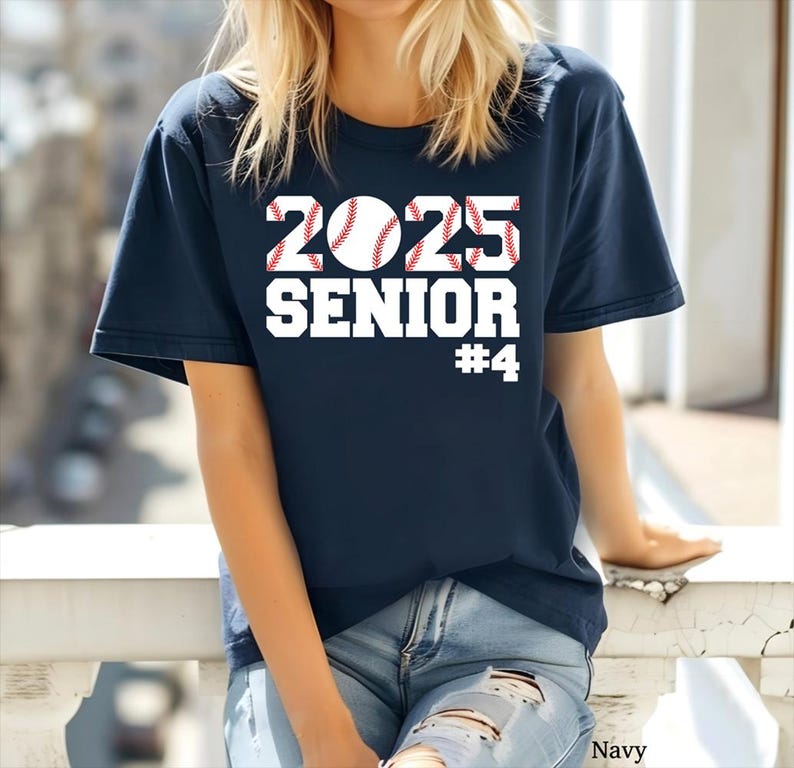 Baseball Shirts, Baseball Senior Shirt, Baseball Mom Shirt, Senior 2025, Game Day Shirt, Senior Mom Shirt, Baseball Dad Shirt, Class of 2025 Navy