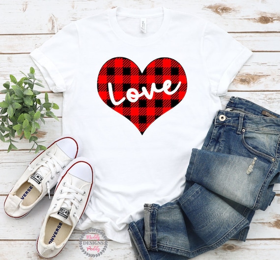 Valentine's Day Shirt, Buffalo Plaid Heart Shirt Valentine's Day Shirt, Buffalo Plaid Heart Shirt