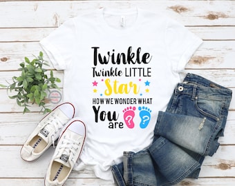 Gender Reveal Shirts, Twinkle Twinkle Little Star Shirt, Gender Reveal Party Shirt, Pink or Blue We Love You, Pregnancy Announcement Shirt