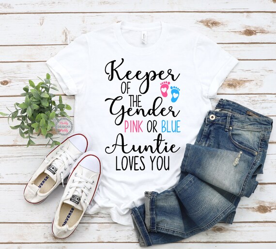 Pink Or Blue Auntie Gender Reveal Shirt Baby Shower Boy Girl Pink Or Blue Auntie Gender Reveal Shirt Baby Shower Boy Girl