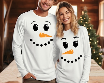 Snowman Shirt, Christmas Shirt, Matching Shirts, Snowman Face Shirt, Couple Christmas Shirts, Holiday Party Shirts, Snowman Family Shirts