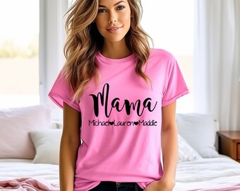 Mom Shirt, Mom Shirt With Kids Names, Personalized Mom Shirt, Gift For Mom, Custom Mama Shirt With Kid Names, Mothers Day Shirt, Mama Tees