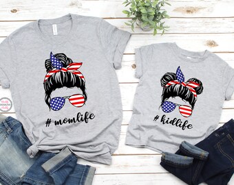 4th of July Shirt, Memorial Day Shirt, Independence Day Shirt, Patriotic Mom Shirt, American Shirt, MomLife KidLife Shirt, Mommy and Me Tees
