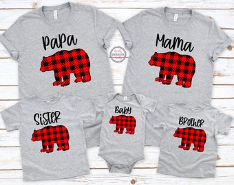 Mama Bear Shirt, Papa Bear Shirt, Matching Family Shirts, Mommy and Me Shirts, Buffalo Plaid, Bear Family Shirts, Plaid Bear, Baby Bear Tee