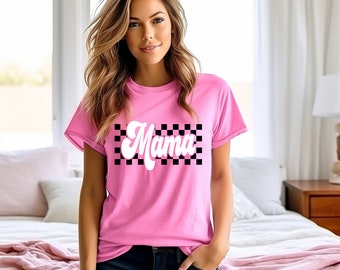 Checkered Mama Shirt, Mom Shirt, Retro Mom Shirt, Gift For Mom, Mothers Day Shirt, Mama Tees, Mom Life Tee, Trendy Mom Shirt, Cool Mom Tee
