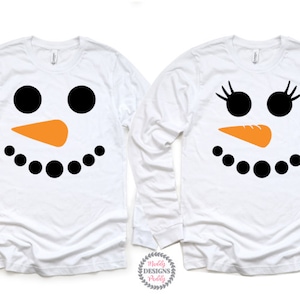 Christmas Shirt, Snowman Shirt, Matching Shirts, Snowman Face Shirt, Couple Christmas Shirts, Long Sleeve Tee for  kids, Christmas Tee