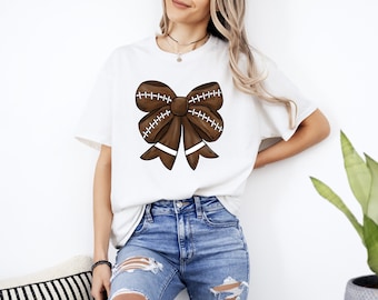 Football Shirt, Football Bow Shirt, Coquette Shirt, Gameday Shirt, Football Mom Shirt, Sports Mom Shirt, School Spirit Shirts, Senior Mom