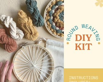 Rond weefpakket voor beginners | DIY ronde weefset | Kleurrijke weefbenodigdheden | Creatief cadeau-idee | Leraarcadeau | Kindvriendelijk ambacht