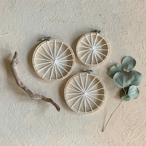 Set of Two 5” Warped Hoops, One 4” Warped Hoop for Weaving // DIY Weaving Kit