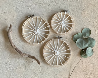 Set van twee 5" kromgetrokken hoepels, één 4" kromgetrokken hoepel voor weven // DIY weefpakket