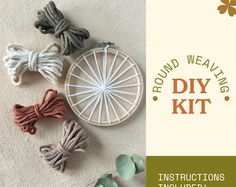 Rond weefpakket voor beginners | DIY ronde weefset | Maak je eigen weefsel | Weefbenodigdheden | Leer weven met instructies