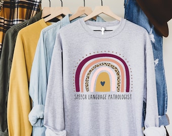 SLP Rainbow Sweatshirt l Speech Language Pathologist, SLP Gift, Speech Language Pathology, slp graduation, Speech Therapy Crewneck, Speechie