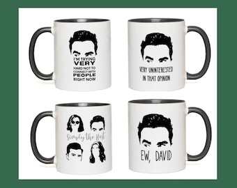 I'm Trying Very Hard not to connect with people right now, David Rose Coffee Mug, Fan Gift, Ew David Valentine's day gift, Mug Set of 4 Cups