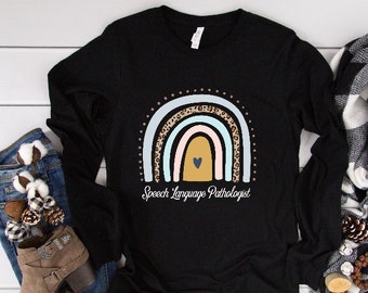SLP Rainbow Long Sleeve Shirt, Speech Language Pathologist, SLP Gift, Speech Language Pathology, Speech Therapy, Speechie, SLP Graduation