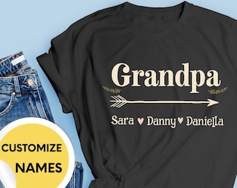 Grandpa Gift, Grandpa Shirt with Grandkids names, Birthday Gift for Grandpa, Fathers Day Shirt, Grampy Shirt, Dad Shirt with kids names