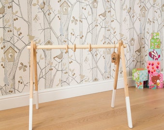 Wooden baby gym, activity center, baby activity gym,no hangers, only frame+three wooden rings|Nursery| Baby gift| Newborn gift