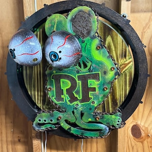 Rat Fink Custom Fabricated Metal, Wood & Neon Sign