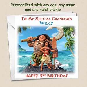Personalized Moana Birthday Card: Custom Name & Age