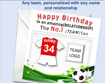 Personalized Football Birthday Card: Any Team, Any Relationship
