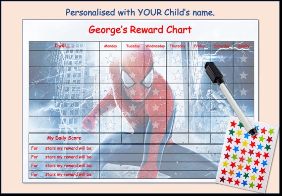 Personalised Good Behaviour Reward Chart Children's Kid's Reusable Routine SPID