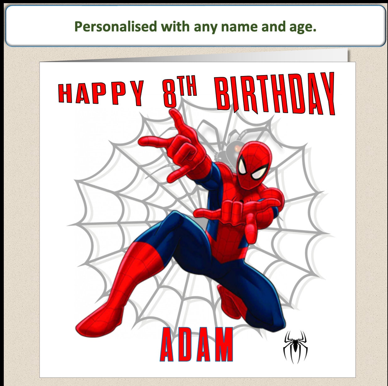 Personalised Spiderman Birthday Card Spider-man - 4th 5th