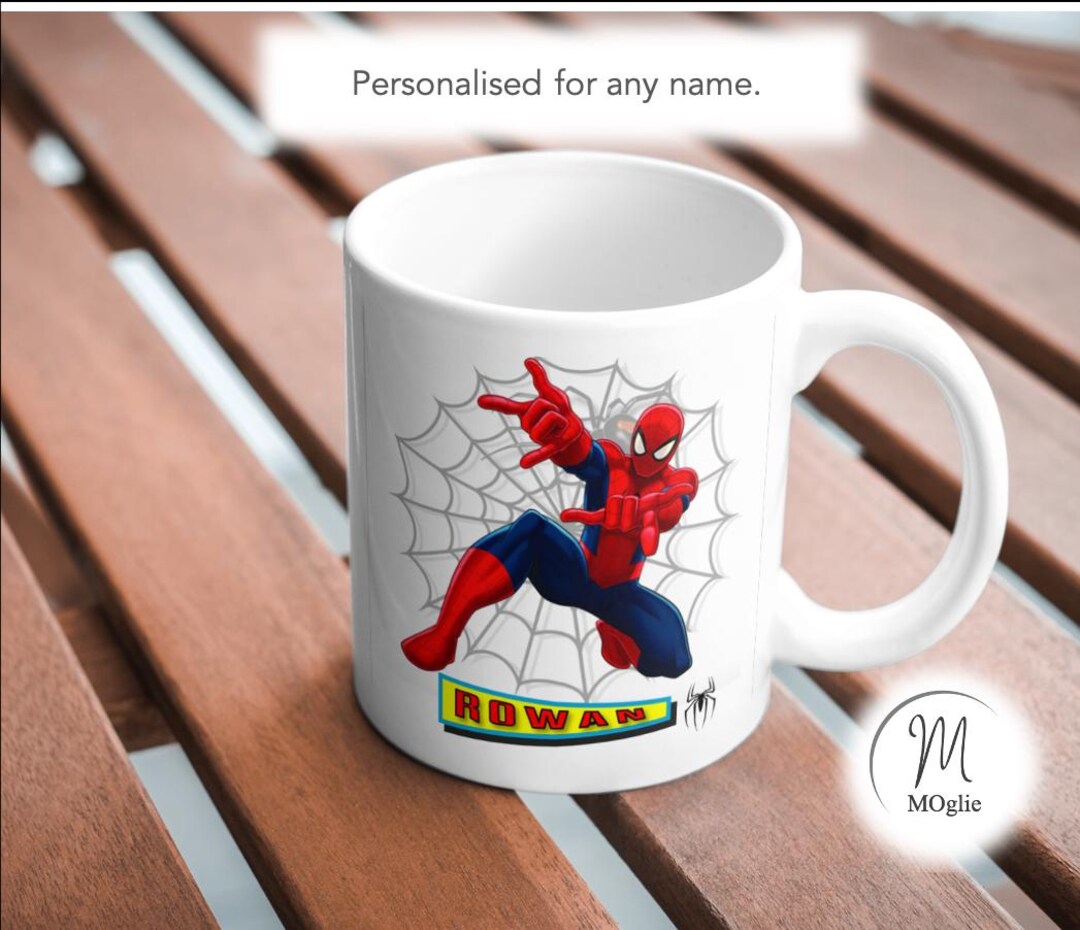 Personalized Spiderman Comic Mug: Superhero Gift for Son, Grandson - Etsy