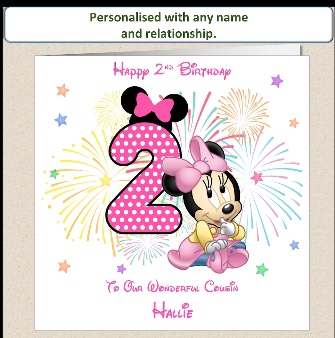 【★安心の定価販売★】 Personalised 2nd Daughter - Mouse Minnie Card Birthday カード・カードストック