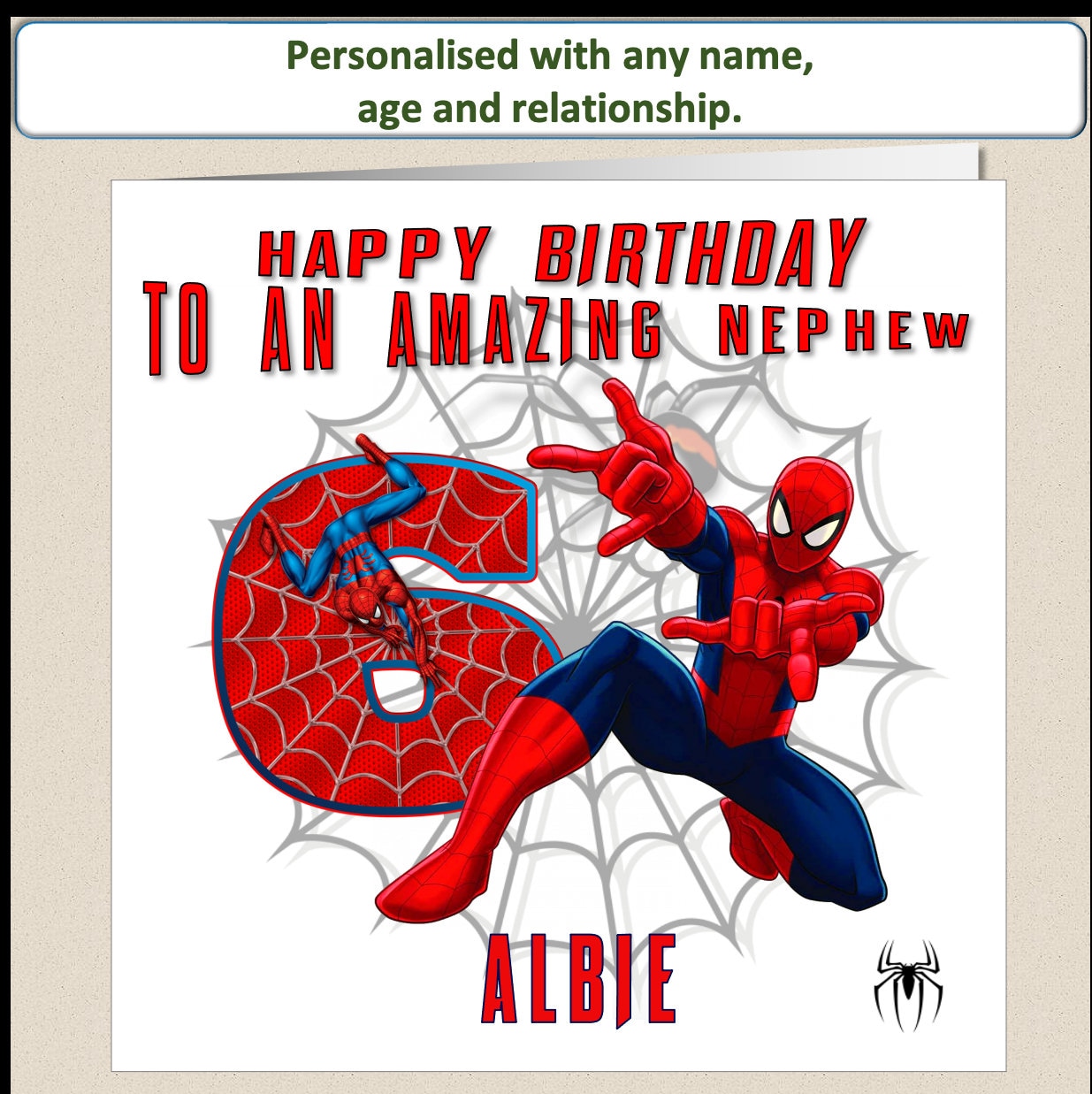 Personalised Spiderman Birthday Card Spider-man - 4th 5th