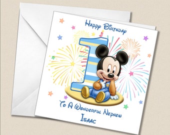 Personalised 3rd Birthday Card – Mickey Mouse – Handmade – Son, Grandson, Nephew, Brother, Cousin – UK Made