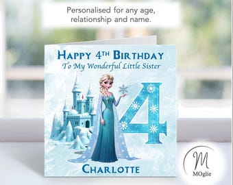 Personalised Frozen Elsa Birthday Card Any Age Name daughter granddaughter niece sister cousin friend