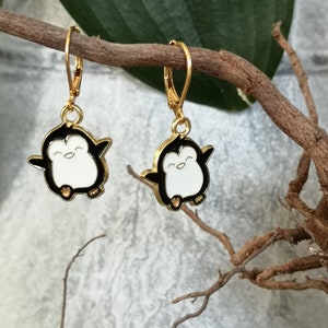 Brincos de pinguim Sleepers ouro aço inoxidável Jóias infantis Presente para menina Jóias da moda Jóias artesanais Clipes