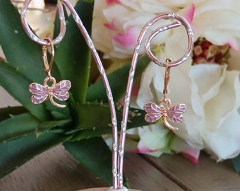 Gold stainless steel earrings Sleepers Children's jewelry Trendy jewelry Enamel jewelry Creole jewelry with a dragonfly