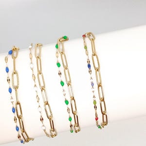 Double row bracelet Gold stainless steel bracelet Bracelet with pearls Trendy jewelry Jewelry for women Multi-row bracelet