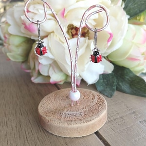 Boucles d’oreilles dormeuses acier inoxydable argent avec une coccinelle Bijou pour enfant