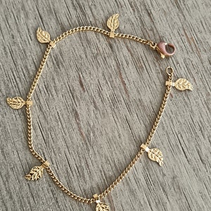 Women's bracelet Gold stainless steel bracelet Trendy jewelry Beaded bracelet Mother's Day gift Handmade jewelry doré feuille 18,5cm