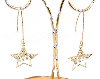 Pendientes de estrella con ganchos de acero inoxidable chapados en oro