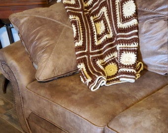 Sunny Squares Crochet Throw Pattern