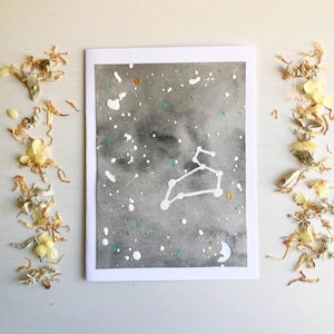 de correspondance au marqueur aquarelle peinte à la main (une seule carte, vierge à l'intérieur) | Constellation du Lion