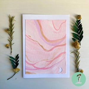 de correspondance peints à la main à la gouache (lot de 4, vierges à l'intérieur) | Marbre, rose