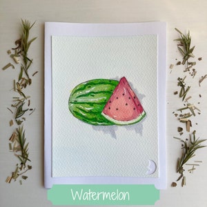 Cartes de correspondance à l'aquarelle et aux marqueurs copic peintes à la main (lot de 4, vierge à l'intérieur) | Tranches de fruits