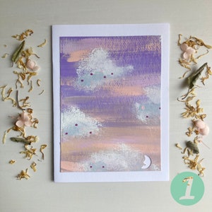 de correspondance peints à la main à la gouache (lot de 4, vierges à l'intérieur) | Nuages, ciel de bonbon