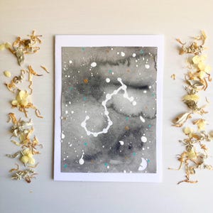 aquarelle peinte à la main (une seule carte, vierge à l'intérieur) | Constellation du Scorpion