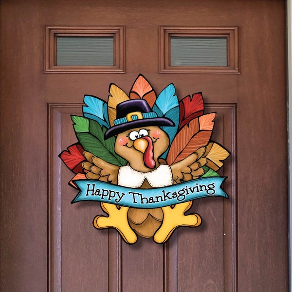 Happy Thanksgiving Turkey Door Hanger Sign, wreath sign, wreath supplies, wreath decor, wreath center, craft supplies, wreath embellishments