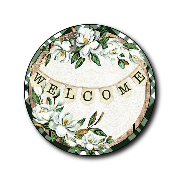 Welcome Magnolia Door Hanger Sign, wreath sign, wreath supplies, wreath decor, wreath center, craft supplies, wreath embellishments