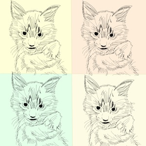 Cat Andy Warhol Style Gallery wall funky aesthetic art print