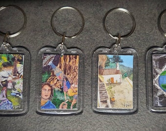 Key rings featuring artwork by Gros Rouge