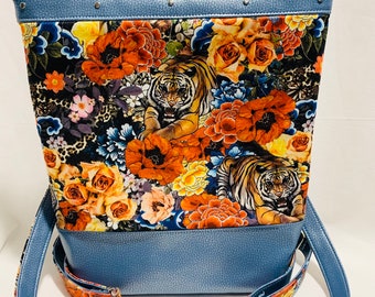 Floral Tiger backpack handbag - zip top - **FREE SHIPPING**