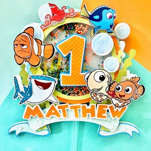 Orange Fish Topper Nemo Party Decorations Fish Water Birthday cake decorations Dory birthday Nemo cake topper